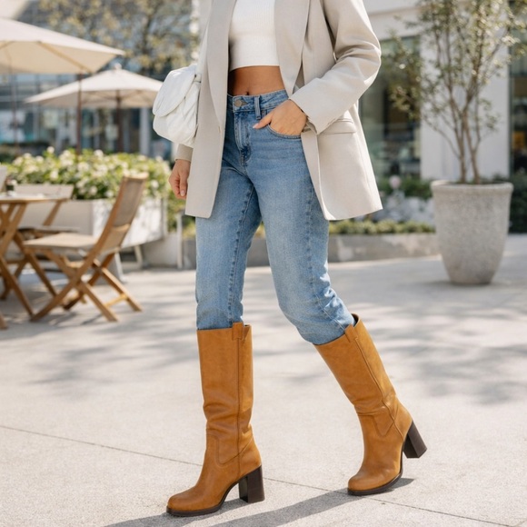 Charles David Shoes - Charles David Made In Italy Banana Camel Leather Pullon Boots Vero Cuoio Size 8